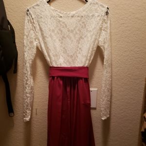 Red and White Lace Dress
